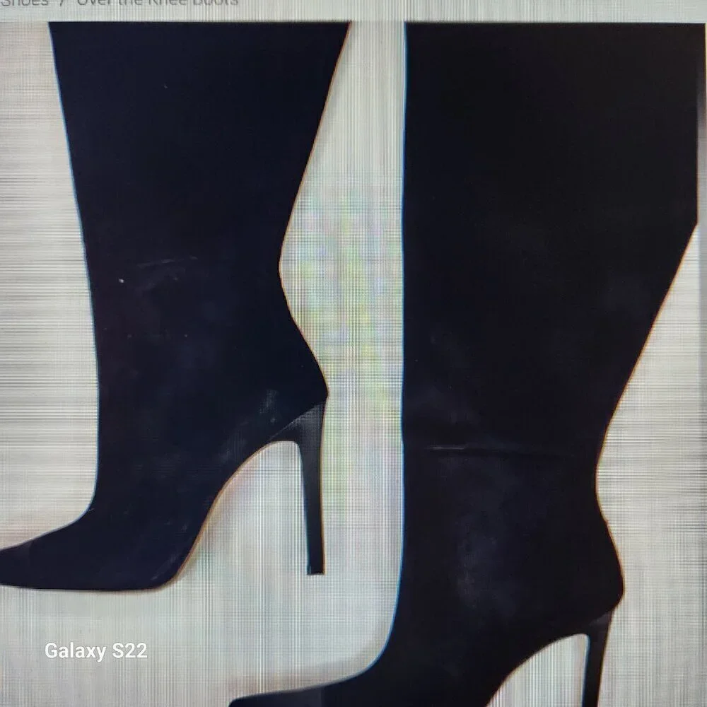 Good American Boots Womens Over the Knee Slouch Suede Black Goth RockerCore